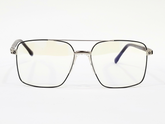 Silver Square Eyeglasses with Black Accents for Men